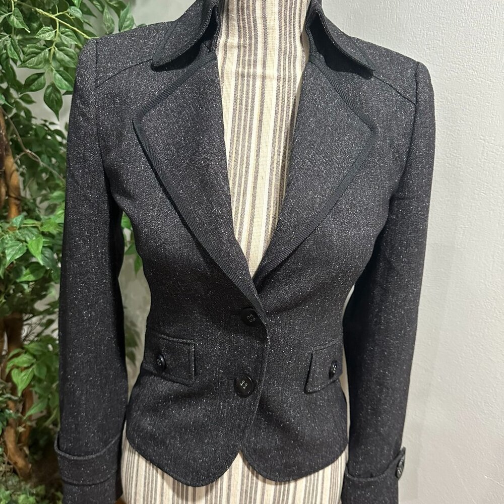 ESPRIT Women's 2 Button Blazer Jacket Flecked Grey Size 0 Extra Small